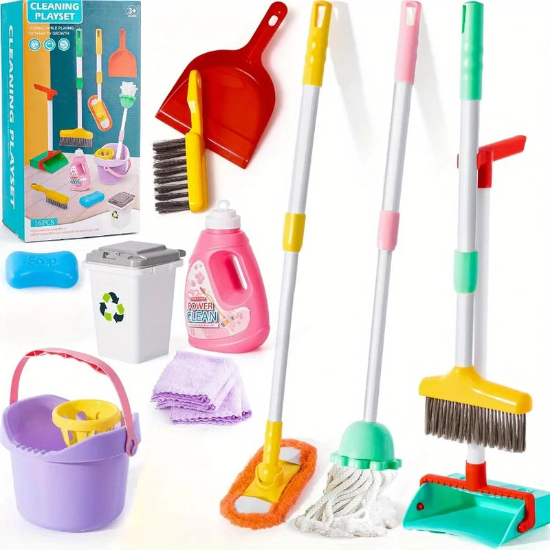 16pcs Set Peralatan Kebersihan - Kids Outdoor Broom ulasan dan harga